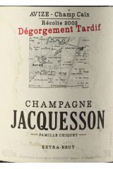 JACQUESSON AVIZE CHAMP CAIN Dégorgement Tardif Extra Brut 2002